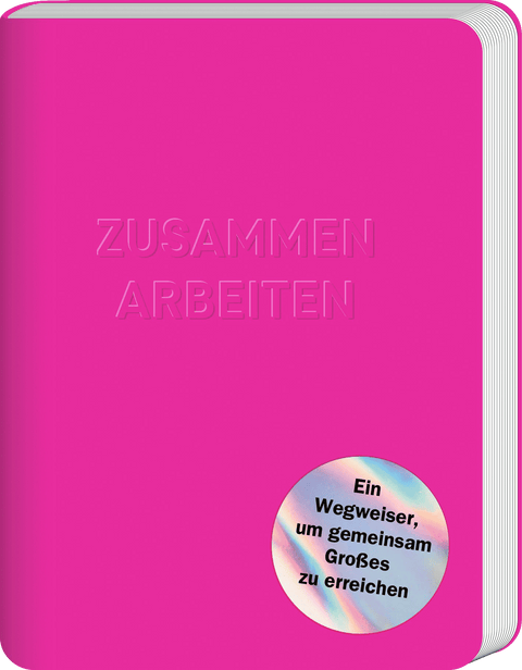 The book cover (pink-purple) of Zusammarbeiten (2022), the book about cooperation and teamwork by Roman Tschäppeler and Mikael Krogerus