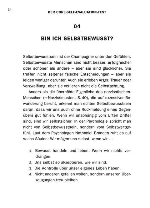 Contents page of the book ERKENNEN by Roman Tschäppeler and Mikael Krogerus (Core Self Evaluation)