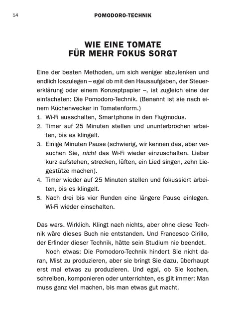 Contents page of the book MACHEN by Roman Tschäppeler and Mikael Krogerus (Tomato Timer)